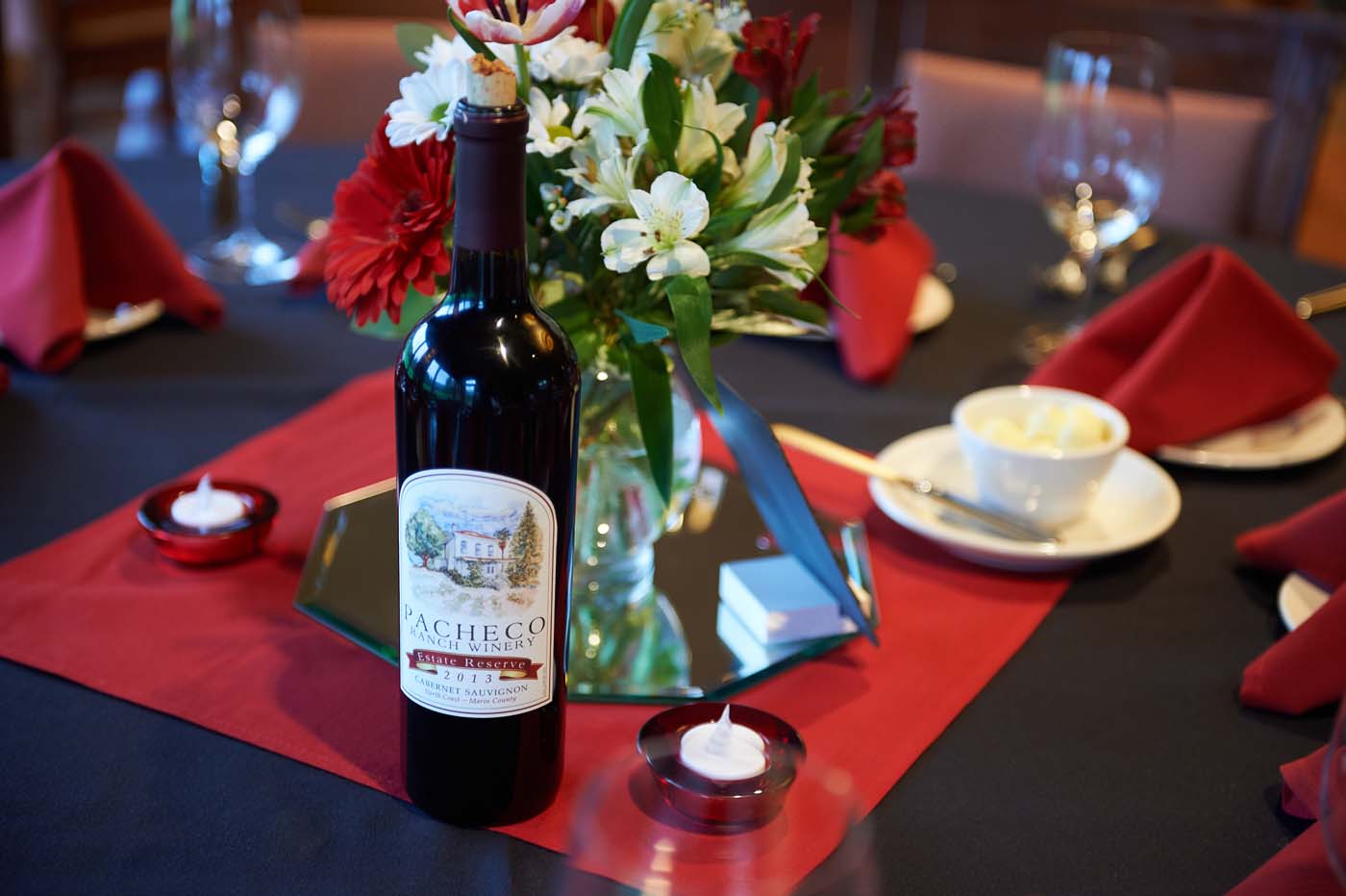 A bottle of Pacheco Ranch Winery red wine